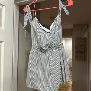 Striped Off Shoulder Sleeveless Romper